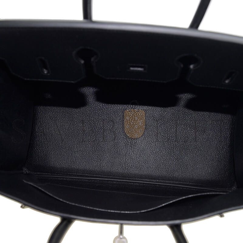 H**me5 master birkin 35 epsom leather black bag silver buckle bag bk303stgss (35*28*18cm)